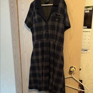 Her Universe Navy and Gray Checkered Harry Potter Midi Dress